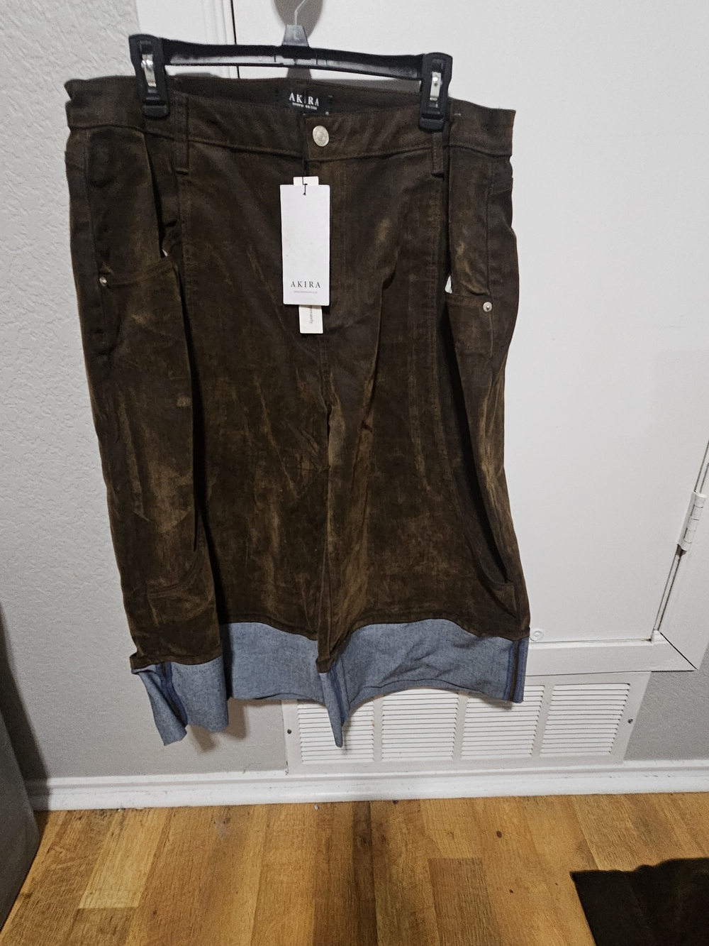 Akira Women's Brown Suede-Look Casual Shorts